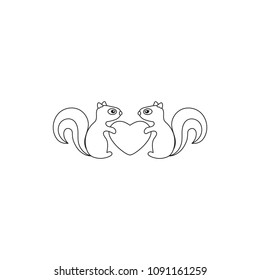 Vector illustration of squirrels with heart