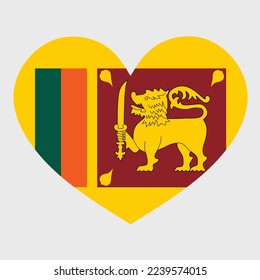 Vector illustration of the Sri Lanka flag with a heart shaped isolated on plain background. I love Sri Lanka. Happy Independence Day