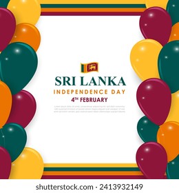 Vector illustration of Sri Lanka Independence Day social media feed template