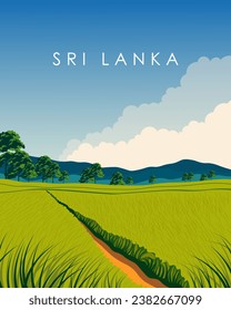 Ilustración vectorial. Sri Lanka. Afiche turístico, pancarta, postal.