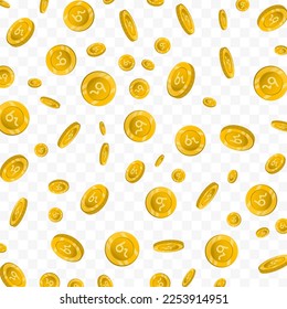Ilustración vectorial de la moneda de Rupia cingalesa. Monedas de oro voladoras de fondo transparente (PNG).