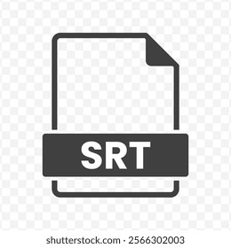 Vector illustration of SRT file in dark color and transparent background(PNG).