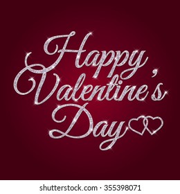 Vector illustration of St. Valentineâ??s Day silver glittering lettering design