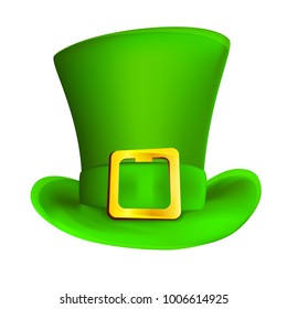 Vector illustration of St. Patrick Day. 3d green hat, element of traditional Leprechaunt costume.