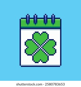 Vector Illustration of St Patrick Day Calendar with Pixel Art Design, perfect for game assets themed designs