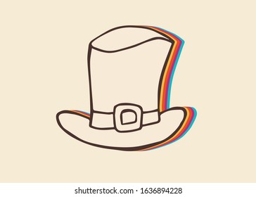Vector Illustration of St. Patrick Hat with Vintage Rainbow Style. This Is Good For Poster, Background and Shirt Design.