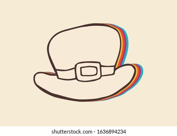 Vector Illustration of St. Patrick Hat with Vintage Rainbow Style. This Is Good For Poster, Background and Shirt Design.