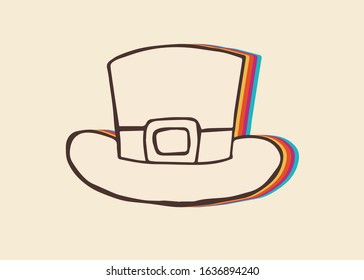 Vector Illustration of St. Patrick Hat with Vintage Rainbow Style. This Is Good For Poster, Background and Shirt Design.