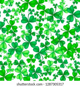 Vector Illustration of a St. Patrick s Day Background. Seamless pattern with clover leaves 