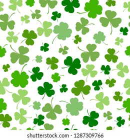 Vector Illustration of a St. Patrick s Day Background. Seamless pattern with clover leaves 