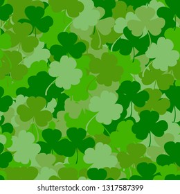 Vector Illustration of a St. Patrick s Day Background. Seamless pattern with clover leaves 