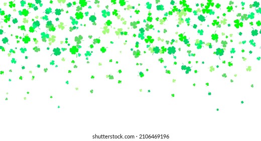 Vector Illustration of St. Patrick s Day Background. Seamless pattern with clover leaves. Green shamrock isolated on white background. Irish decor for greeting card, poster and web site