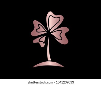Vector Illustration of St. Patrick's Clover with Elegant Rose Gold Color. Graphic Design for Company, Shirt, Icon, Layout, Background, Template and more.