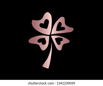 Vector Illustration of St. Patrick's Clover with Elegant Rose Gold Color. Graphic Design for Company, Shirt, Icon, Layout, Background, Template and more.