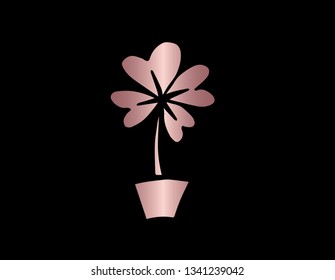 Vector Illustration of St. Patrick's Clover with Elegant Rose Gold Color. Graphic Design for Company, Shirt, Icon, Layout, Background, Template and more.