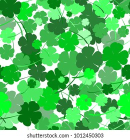 Vector Illustration of a St. Patrick's Day Background. Seamless pattern with clover leaves 