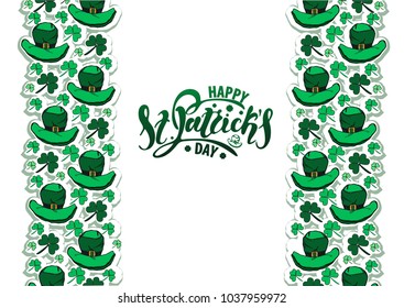  Vector illustration of St. Patrick's day   with the inscription for packing product to store, gift, message. shopping packaging. Inscription , invitation , banner template. Calligraphy background. 