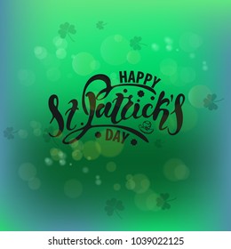  Vector illustration of St. Patrick's day   with the inscription for packing product to store, gift, message. shopping packaging. Inscription , invitation , banner template. Calligraphy background. 