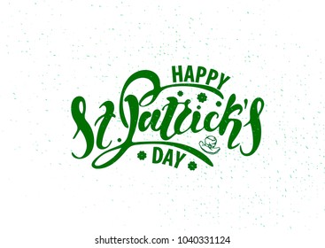  Vector illustration of St. Patrick's day   with the inscription for packing product to store, gift, message. shopping packaging. Inscription , invitation , banner template. Calligraphy background. 