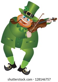 Vector Illustration of St Patrick's Day Irish Leprechaun playing violin