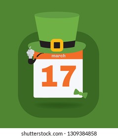 Vector illustration. St. Patrick's Day calendar. 17th March