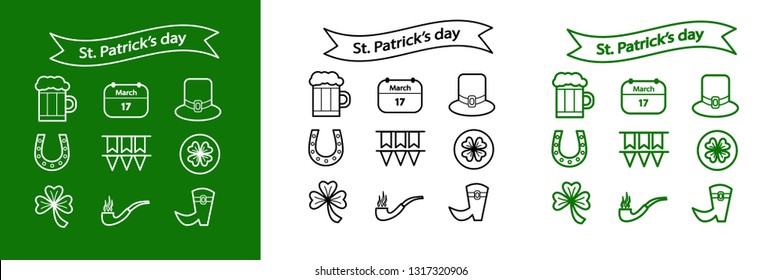 Vector illustration. St. Patrick's day line icon set.