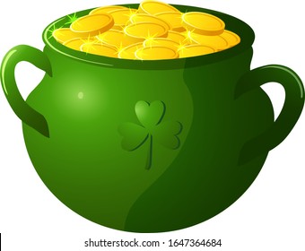 Vector illustration. St. Patrick's Day. Green pot of gold.