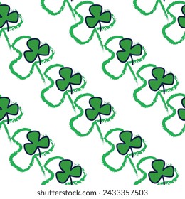 Vector illustration for St. Patrick's Day. pattern Simple fashion pattern with Dachshund wearing glasses, hat, clover. March 17