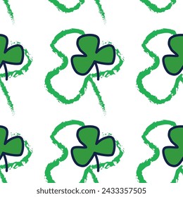 Vector illustration for St. Patrick's Day. pattern Simple fashion pattern with Dachshund wearing glasses, hat, clover. March 17