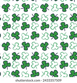 Vector illustration for St. Patrick's Day. pattern Simple fashion pattern with Dachshund wearing glasses, hat, clover. March 17