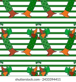 Vector illustration for St. Patrick's Day. pattern Simple fashion pattern with Dachshund wearing glasses, hat, clover. March 17