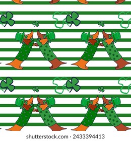 Vector illustration for St. Patrick's Day. pattern Simple fashion pattern with Dachshund wearing glasses, hat, clover. March 17