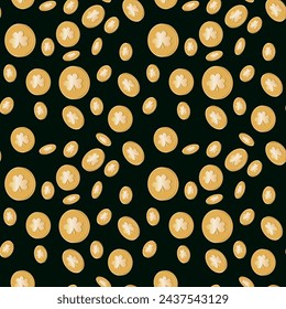 vector illustration of St. Patrick's Day pattern with gold coins