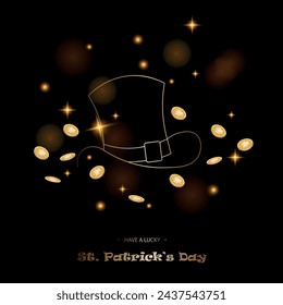 vector illustration of St. Patrick's Day  with hat and gold coins