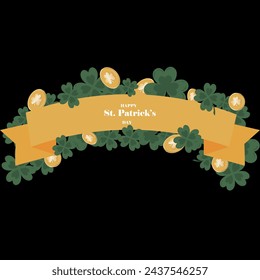 vector illustration of St. Patrick's Day  with clover and gold coins