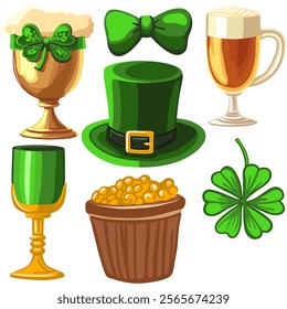 Vector illustration, St. Patrick's Day patterns and elements for decoration	