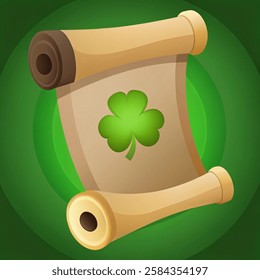 vector illustration St. Patricks Day background with vintage scroll paper. 