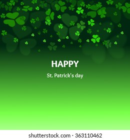 Vector Illustration of a St. Patrick's Day Background. Green background with clover leaves.Vector green falling clovers
