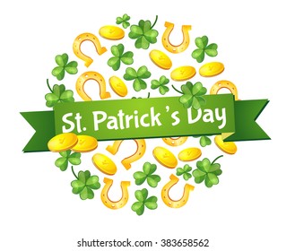 Vector Illustration of a St. Patrick's Day. Irish holiday. Poster, postcard, design, design of signs, menus.  Without background. 
