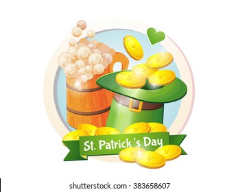 Vector Illustration of a St. Patrick's Day. Irish holiday. Poster, postcard, design, design of signs, menus.  Without background. 