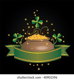 vector illustration for St. Patrick's Day with pot of money