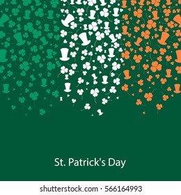 Vector Illustration of a St. Patrick's Day Background. Clover leafs on flag element background for happy St. Patrick's Day.