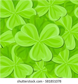 Vector illustration for St. Patrick`s Day. Template with green clover, clover 	
trefoil. 