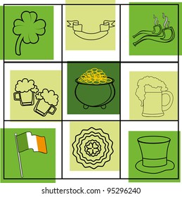 Vector illustration of a St. Patrick's Day element set with seamless pattern.
