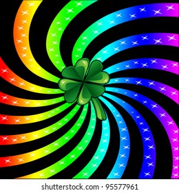 Vector Illustration for St Patricks Day. Rainbow sparkle shamrock.
