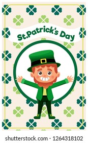 Vector Illustration of a St. Patrick's Day,cartoon character , greeting card.