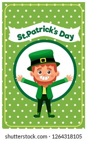 Vector Illustration of a St. Patrick's Day,cartoon character , greeting card.