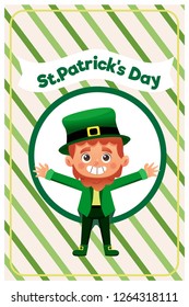 Vector Illustration of a St. Patrick's Day,cartoon character , greeting card.