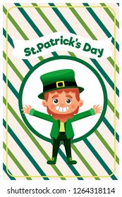 Vector Illustration of a St. Patrick's Day,cartoon character , greeting card.