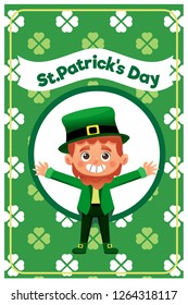 Vector Illustration of a St. Patrick's Day,cartoon character , greeting card.
